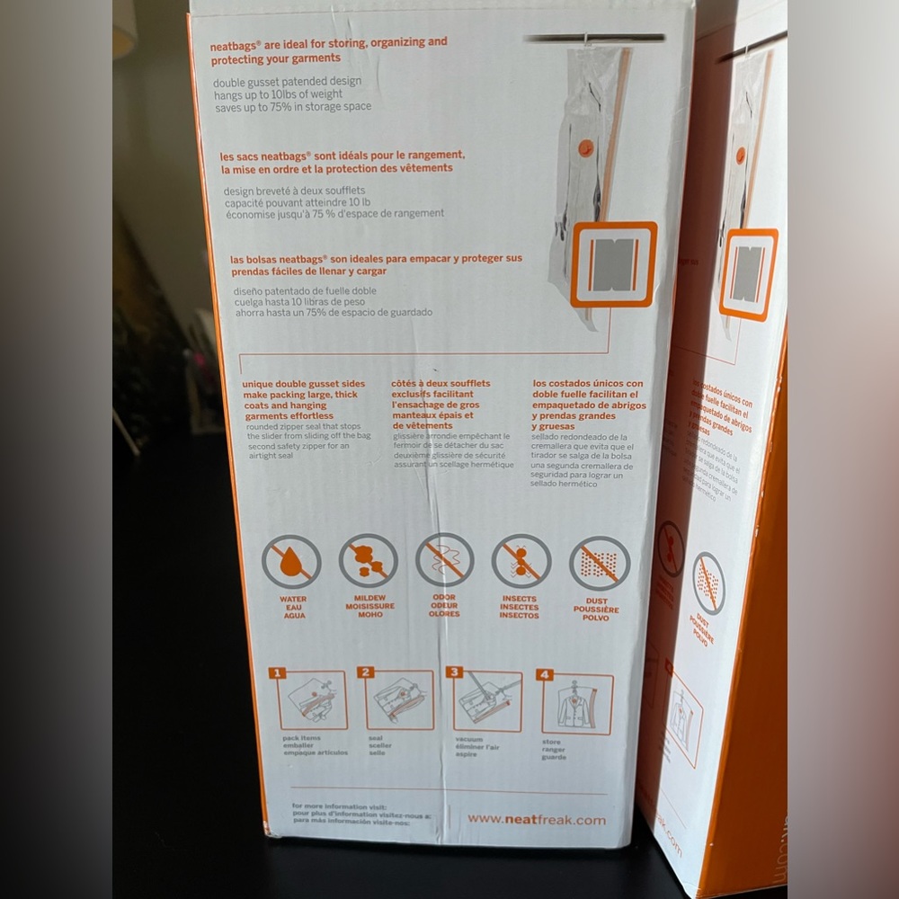 NEW & UNUSED NEAT FREAK! CLOSET VACUUM STORAGE BAGS 2 BOX SETS W/ 4 BAGS TOTAL - Picture 2 of 6